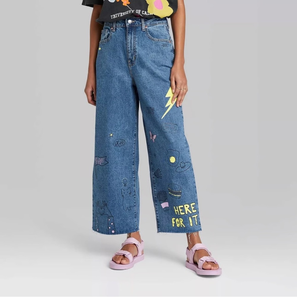 Wild Fable Blue Flare Wide Leg Jeans